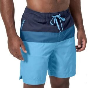 SPEEDO Blue Colorblock Volley Swim Shorts Sz S (30-32) Swim Trunks Swimsuit NWT‎